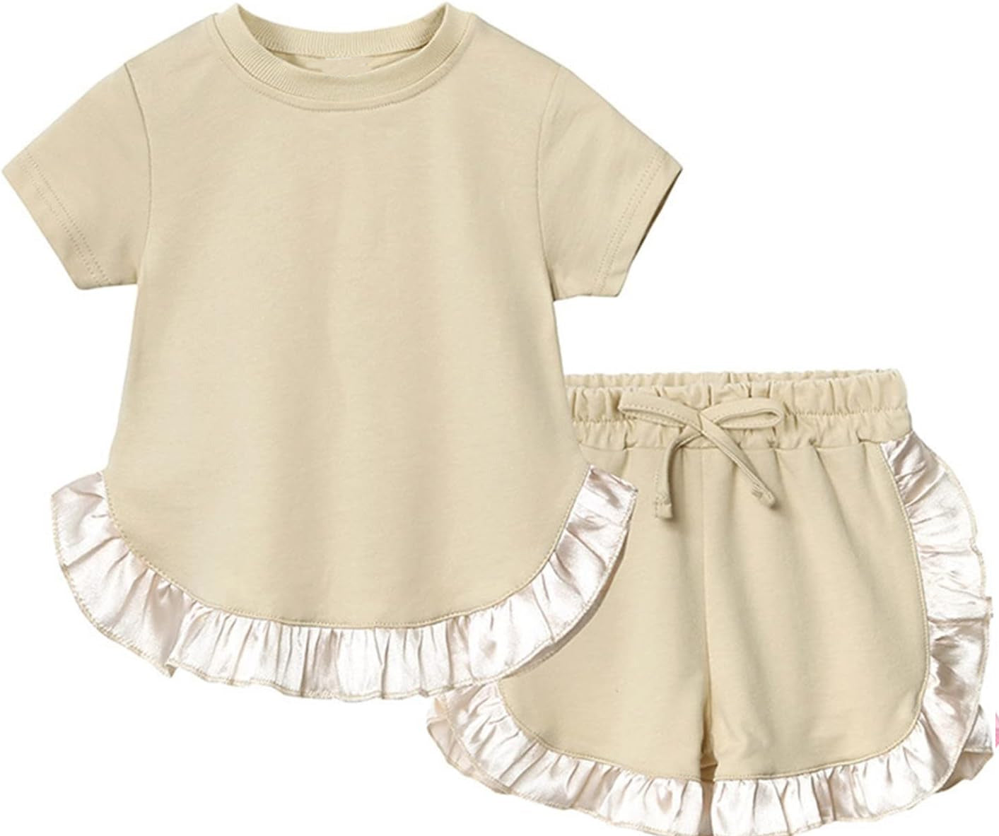 GSSO2185 preorder western cotton solid color short sleeve shorts girl summer outfit 202502