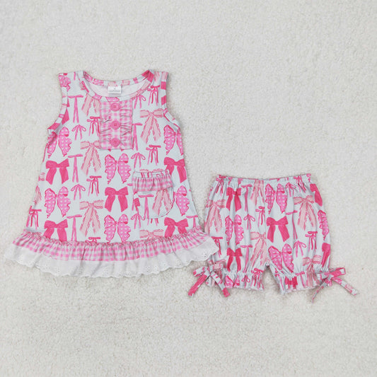 GSSO2187 preorder western bow short sleeve shorts girl summer outfit 202503