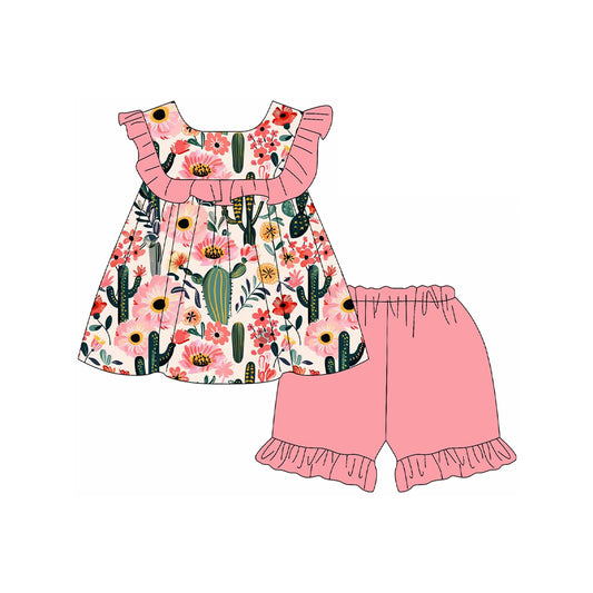GSSO2221 preorder flowers western short sleeve shorts girl summer outfit 202502