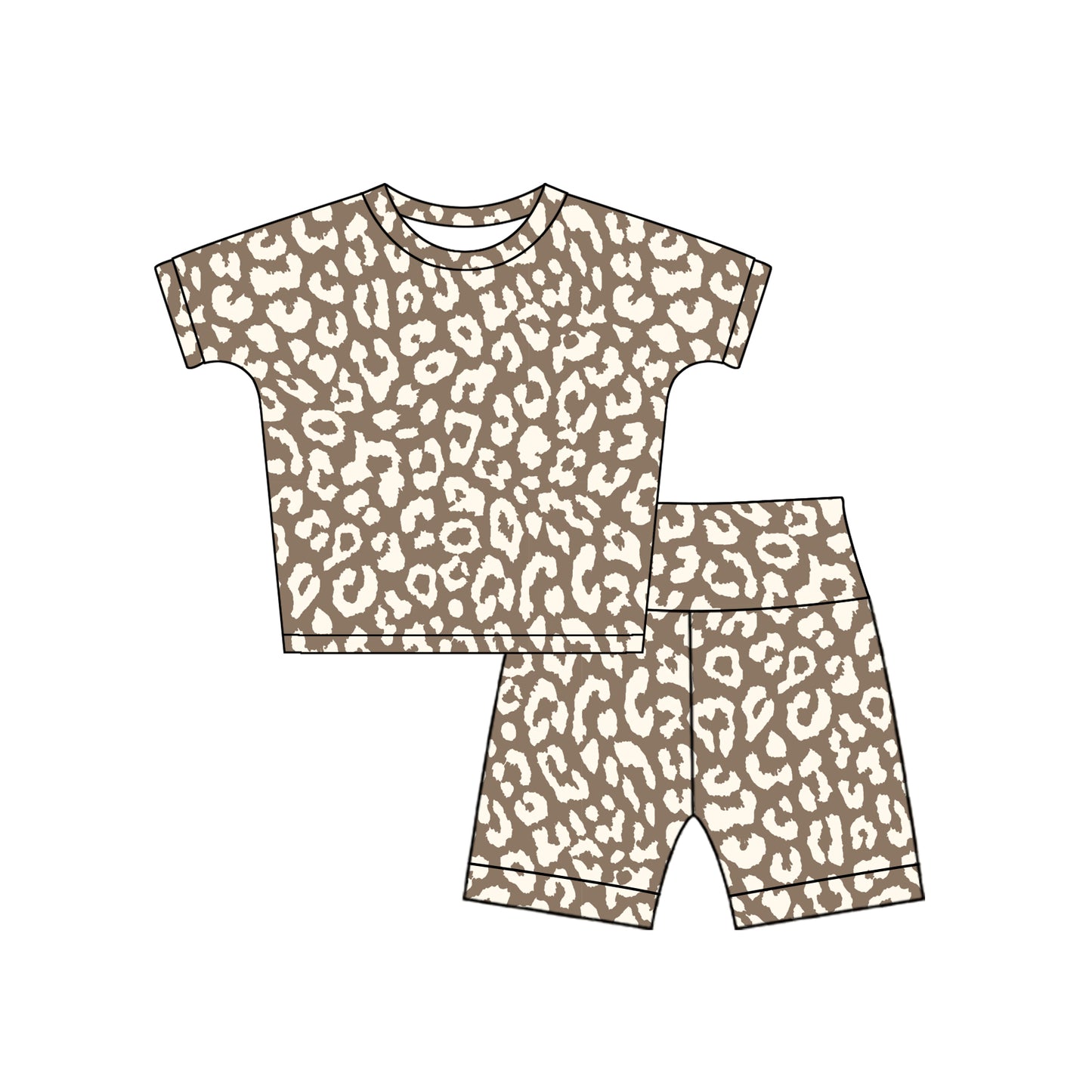 GSSO2230  preorder  leopard western short sleeve shorts girl summer outfit 202502