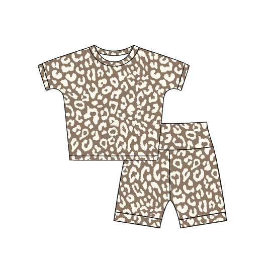 GSSO2230  preorder  leopard western short sleeve shorts girl summer outfit 202502
