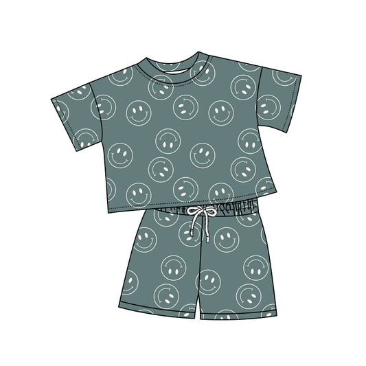 GSSO2245 preorder  smile face western short sleeve shorts girl summer outfit 202502