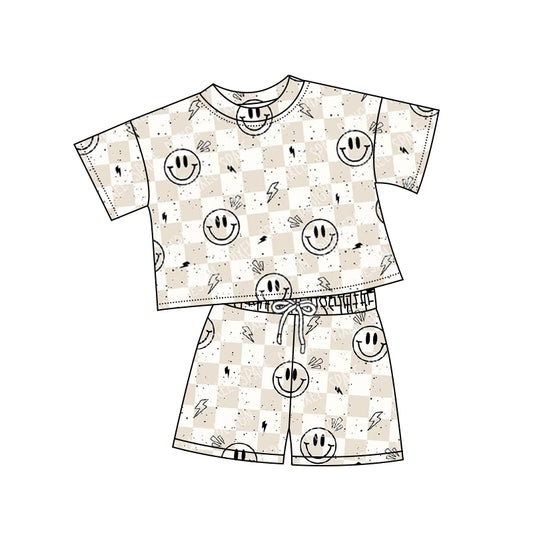 GSSO2247 preorder  smile face western short sleeve shorts girl summer outfit 202502
