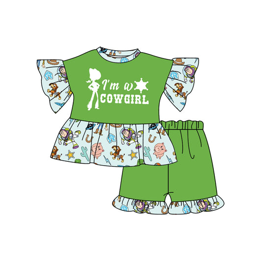 GSSO2248 preorder  cowboy western short sleeve shorts girl summer outfit 202502