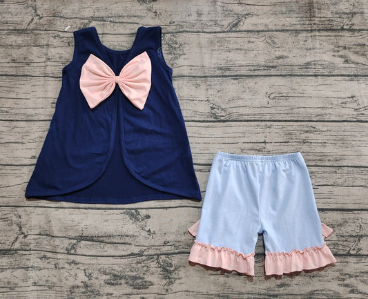 GSSO2272  bow blue western girl summer outfit 202503 preorder