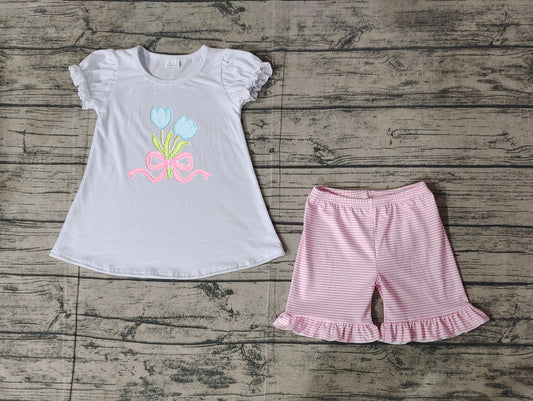 GSSO2275 embroidery  flowers girl summer outfit 202502 preorder