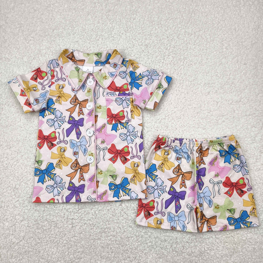 GSSO2321 bow western short sleeve shorts girl summer outfit 202504 RTS