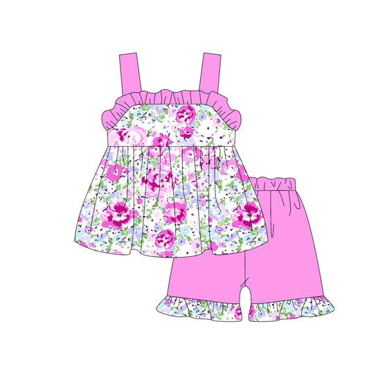 GSSO2326 preorder bow flowers western short sleeve shorts girl summer outfit 202502