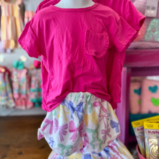 GSSO2327 preorder bow  western short sleeve shorts girl summer outfit 202502