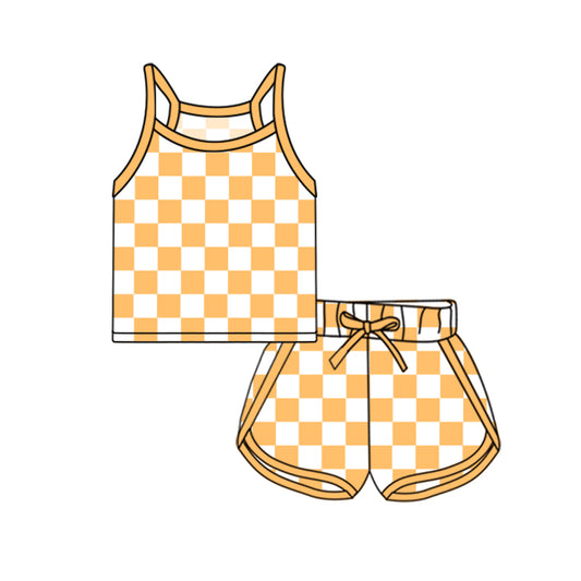 GSSO2333 preorder checkerboard western short  girl summer outfit 202502