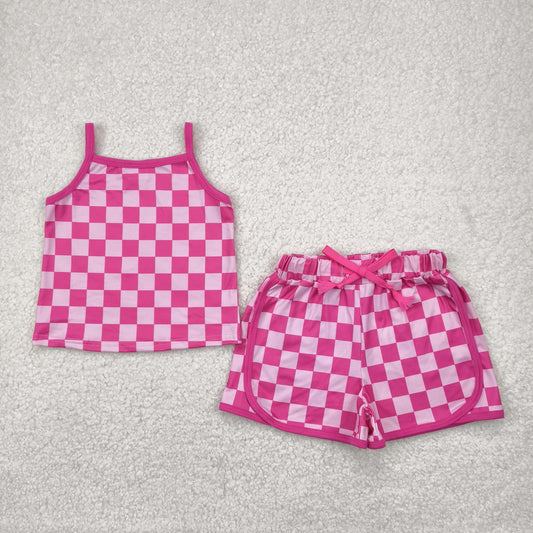 GSSO2336  checkerboard western short  girl summer outfit 202504 RTS
