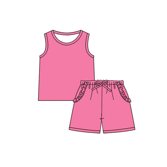 GSSO2342 preorder  solid color cotton western short  girl summer outfit 202502