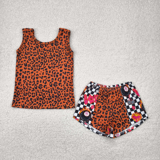 GSSO2391  checkerboard billiards western  girl summer outfit 202504  RTS