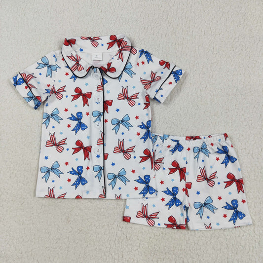 GSSO2484 bow pajamas girl summer  outfit 202505 RTS