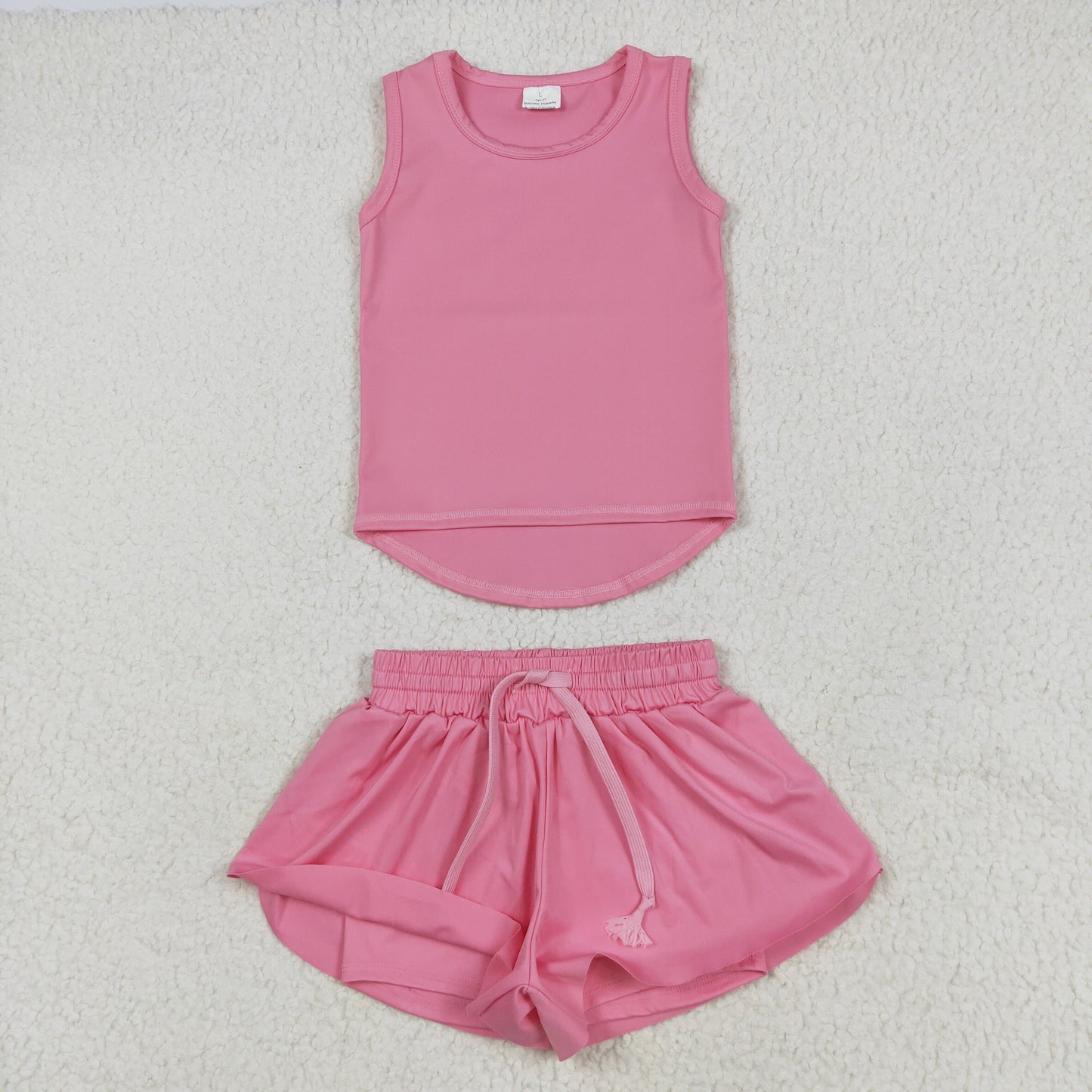 GSSO2501  yoga pink Solid color cotton girl summer  outfit 202505 RTS