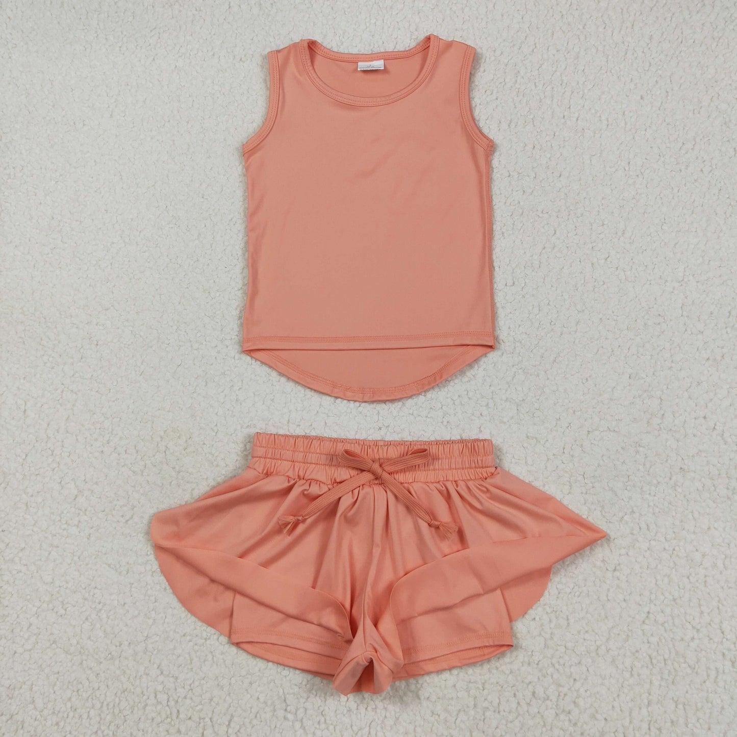 GSSO2502 组合 RTS yoga orange Solid color cotton girl summer  outfit 202505
