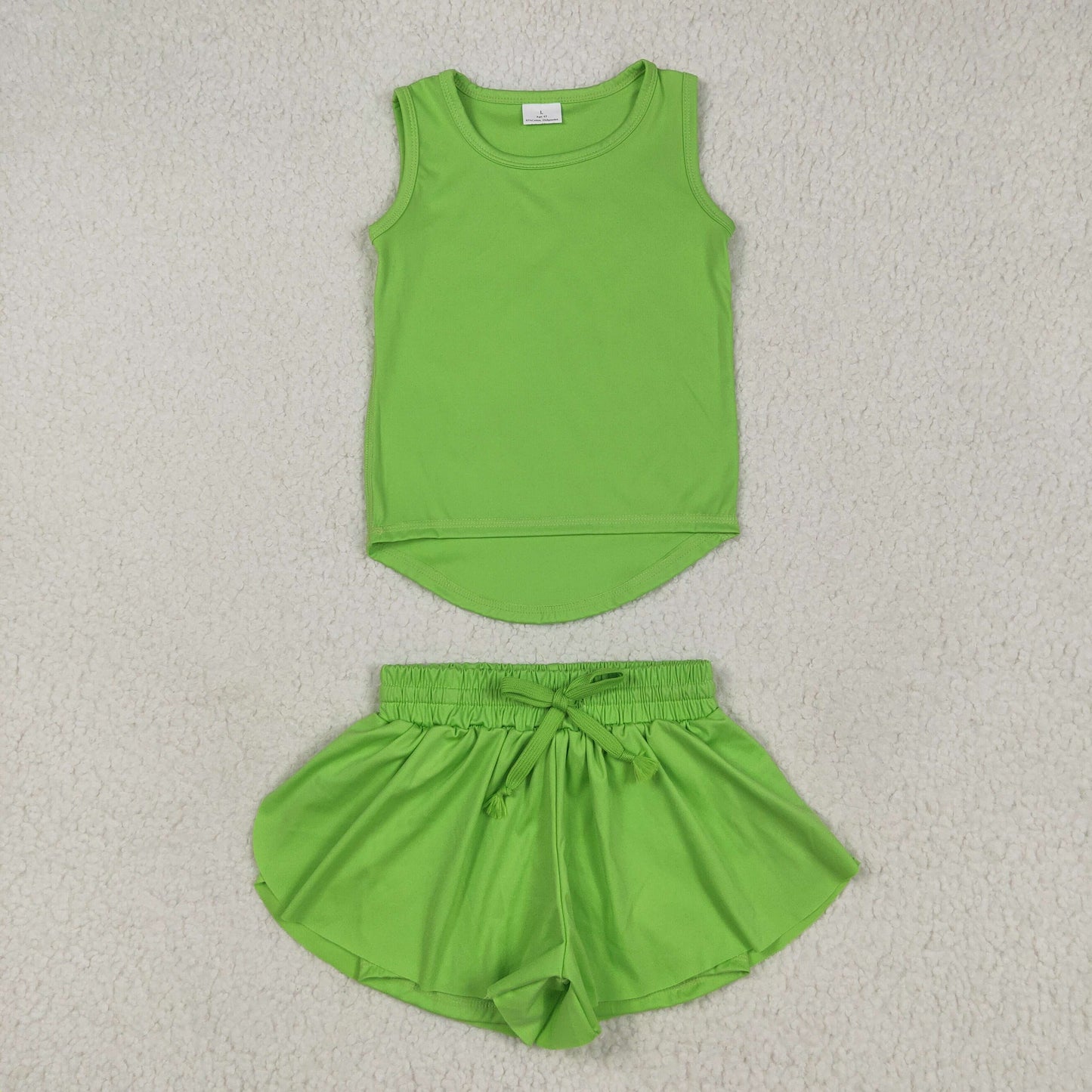 GSSO2503 yoga green Solid color cotton girl summer  outfit 202505 RTS