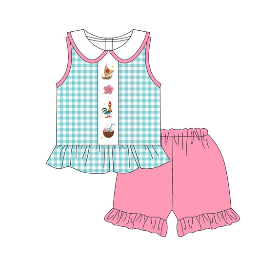 GSSO2511 preorder coconut flowers chick sail boat sea girl summer outfit 202503