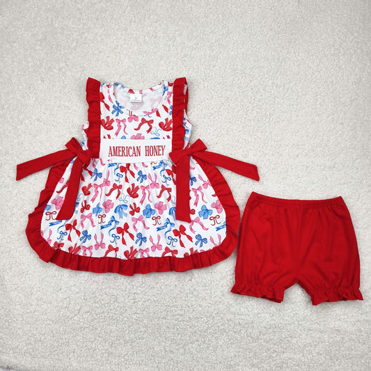 GSSO2538-到2XL 4TH July American honey r  girl summer outfit 202504 RTS