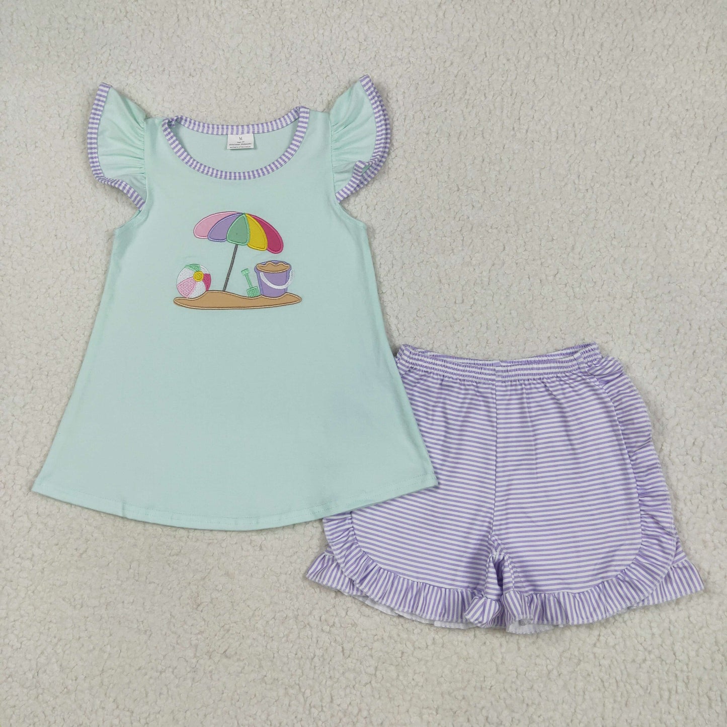 GSSO2553 embroidery  flowers girl summer outfit 202505 RTS