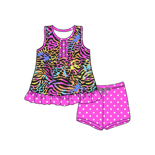 GSSO2565  preorder leopard western short  girl summer outfit 202504