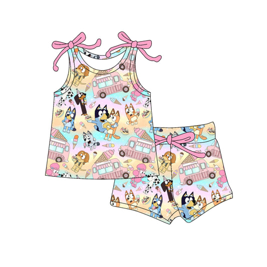 GSSO2574  preorder bluey dog western short  girl summer outfit 202504