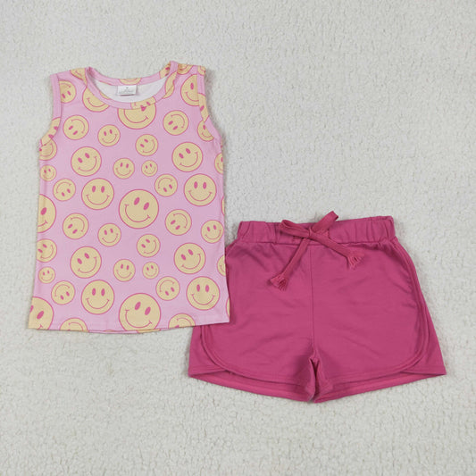 GSSO2605  smile face yoga shorts western  girl  outfit 202506 RTS
