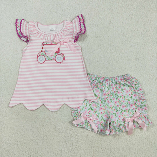 GSSO2633  Embroidery flowers girl summer outfit 202507 RTS