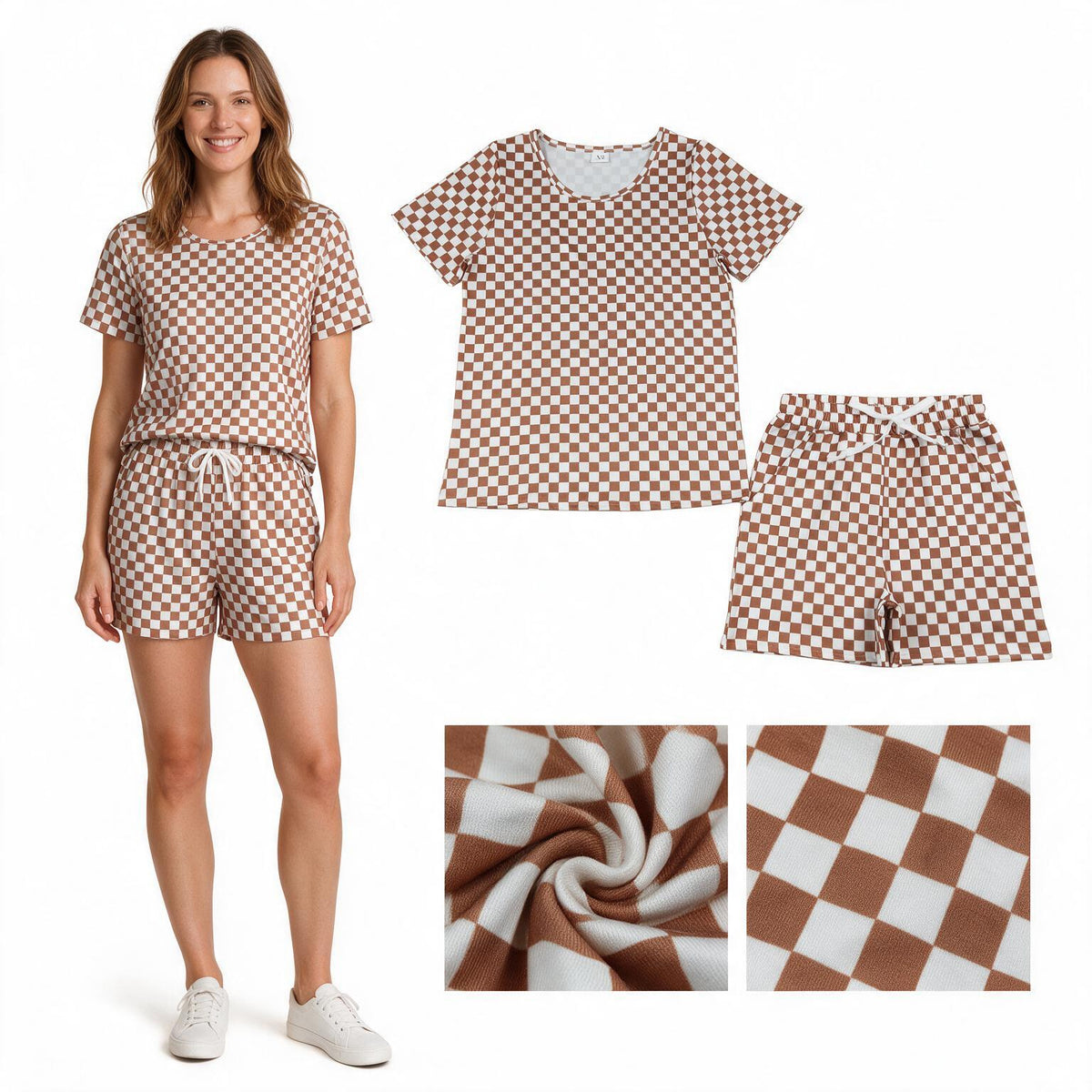 GSSO2680 checkerboard adult pajamas outfit 202608 RTS
