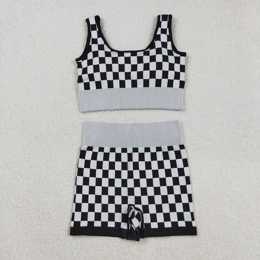 GSSO2703 adult Checkerboard blacklong women outfit 202509 sibling  RTS