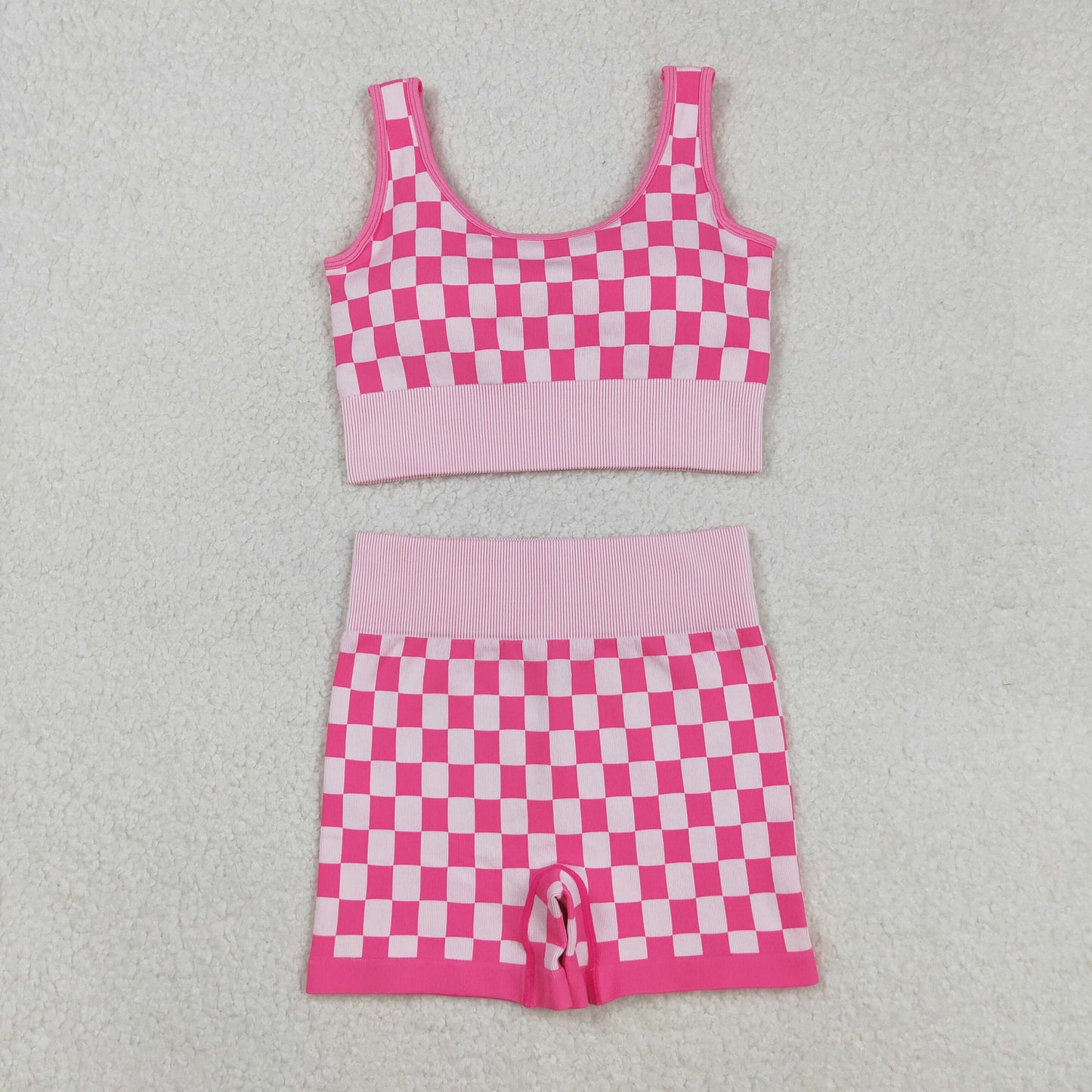 GSSO2704 adult Checkerboard pink long women outfit 202509 sibling  RTS