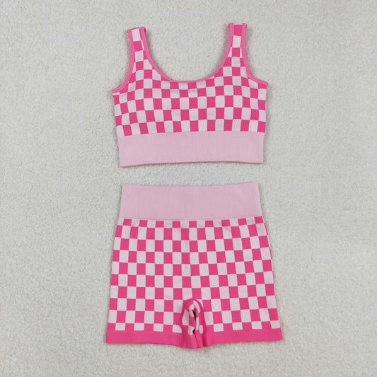 GSSO2704 adult Checkerboard pink long women outfit 202509 sibling  RTS Free shipping order $100+