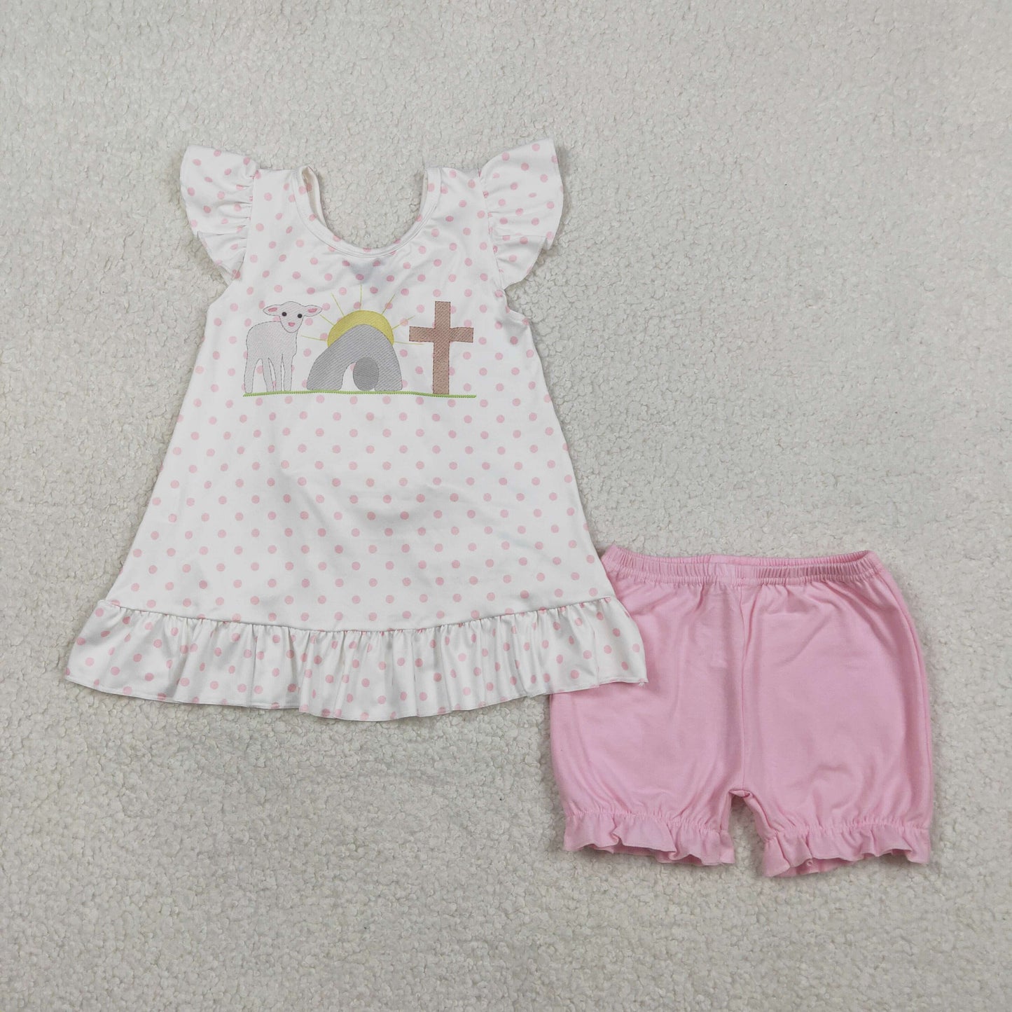 GSSO3018 Easter cross Embroidery GIRL summer outfit 202601 RTS