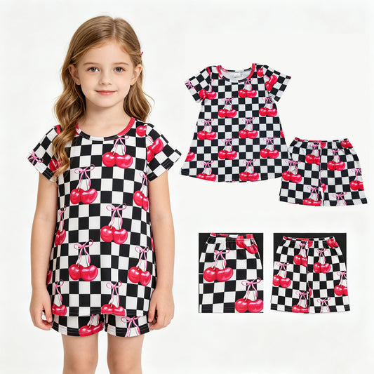 GSSO3075 Checkboard cherry GIRL summer outfit 202604 RTS