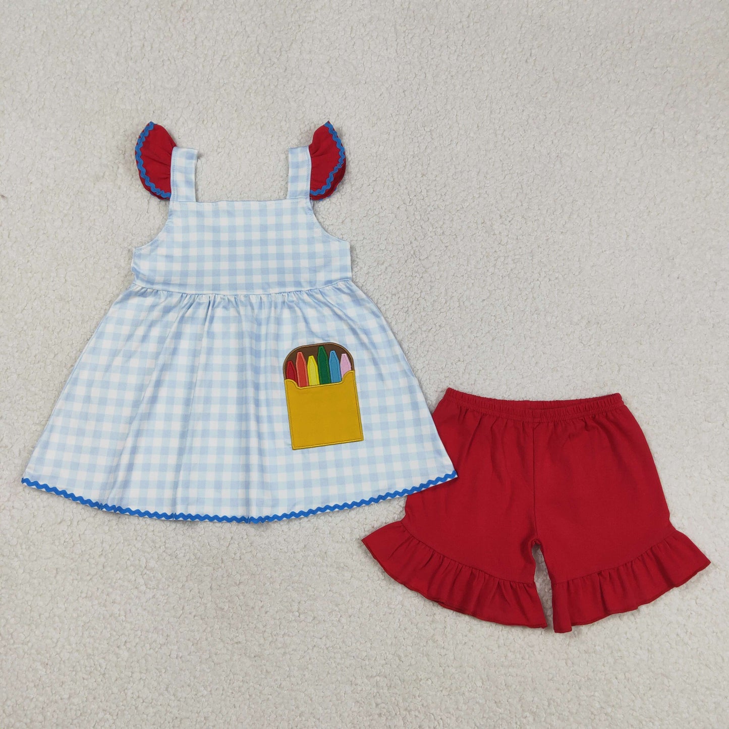 GSSO3101  Embroidery back to school pencil GIRL summer outfit 202603  RTS