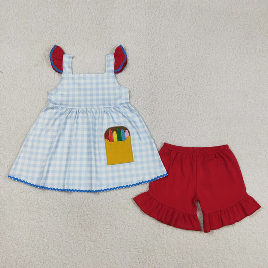 GSSO3101  Embroidery back to school pencil GIRL summer outfit 202603  RTS