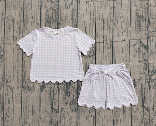 GSSO3181  purple checkerboard GIRL summer outfit 202601  preorder