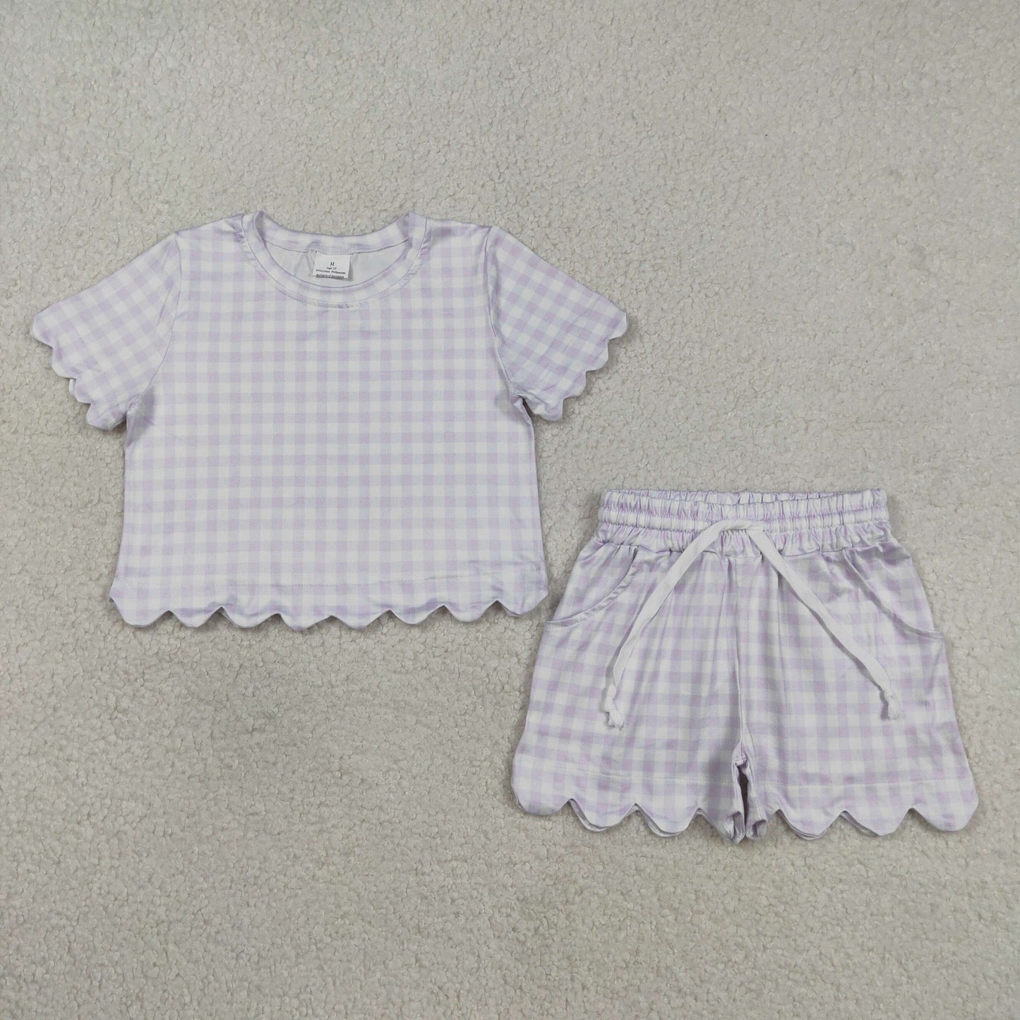 GSSO3181  purple checkerboard GIRL summer outfit 202602 RTS