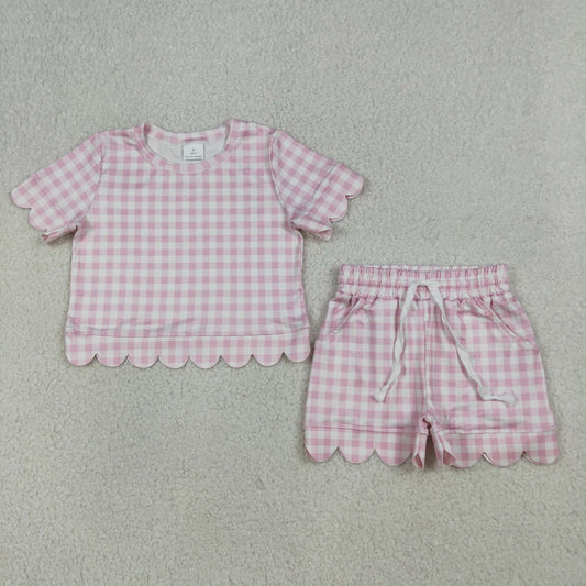 GSSO3183 PINK checkerboard GIRL summer outfit 202604 RTS