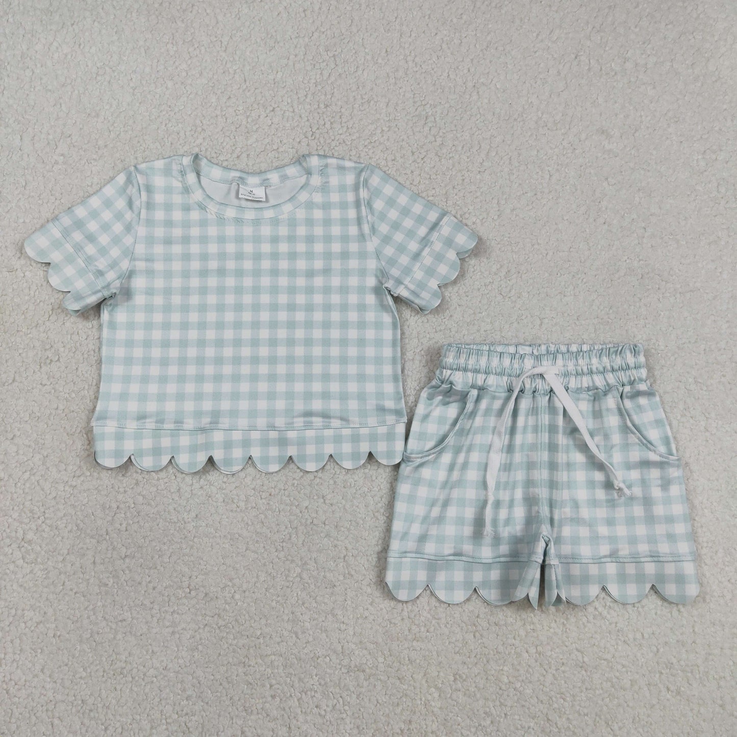 GSSO3184 green checkerboard GIRL summer outfit 202603 RTS