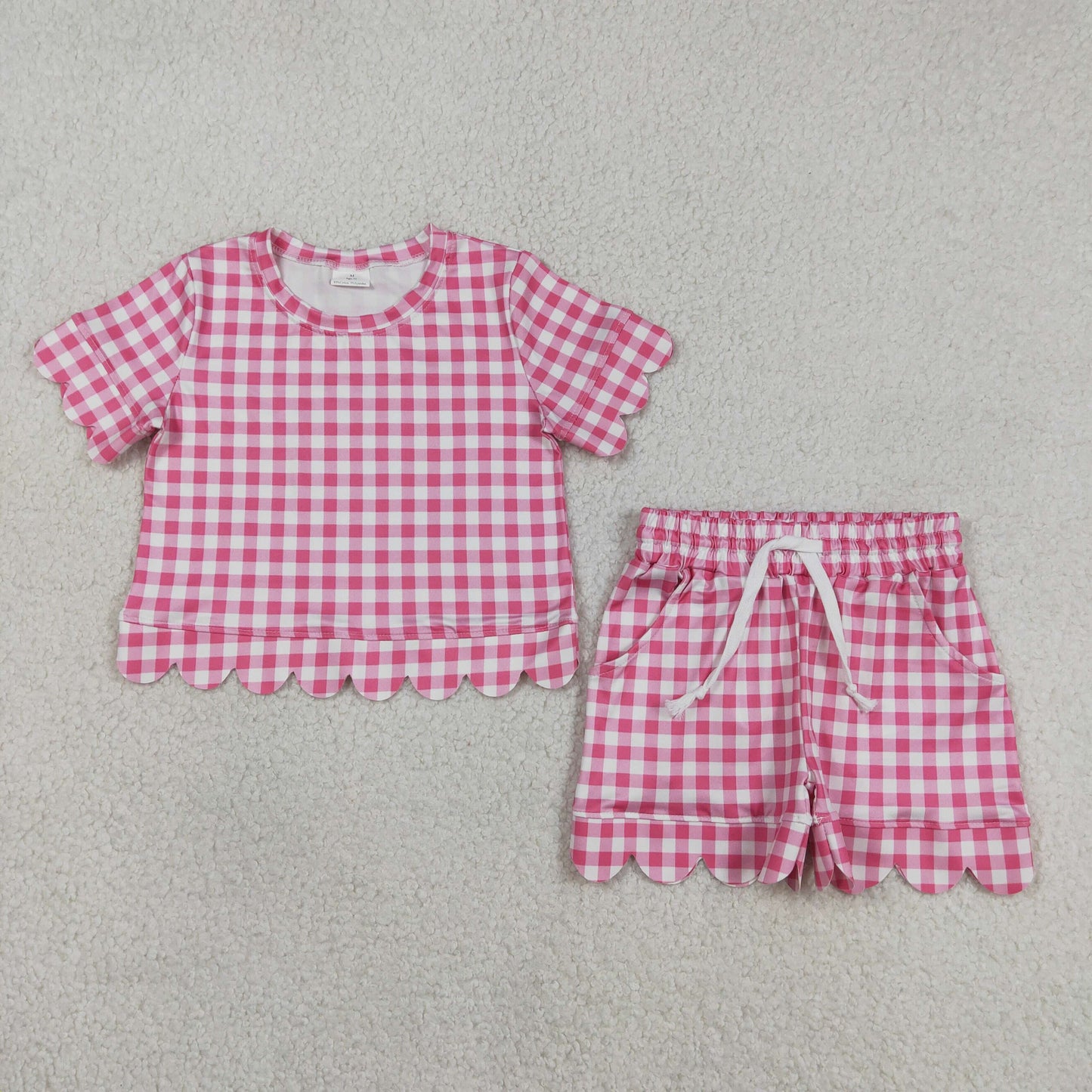 GSSO3186 pink checkerboard GIRL summer outfit 202603 RTS