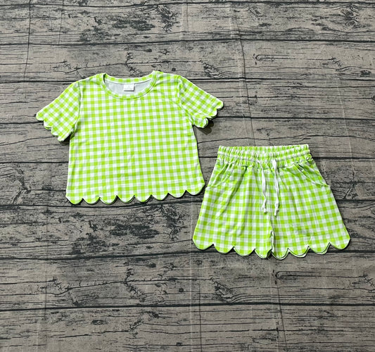 GSSO3189 GREEN checkerboard GIRL summer outfit 202601  preorder