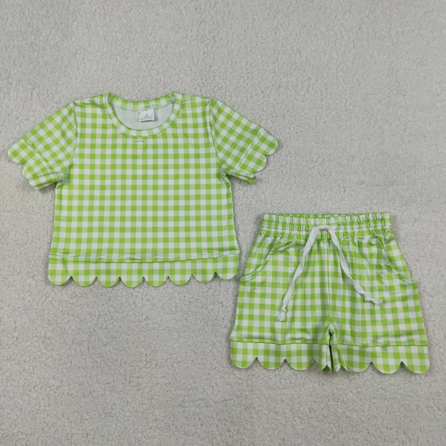 GSSO3189 GREEN checkerboard GIRL summer outfit 202603 rts
