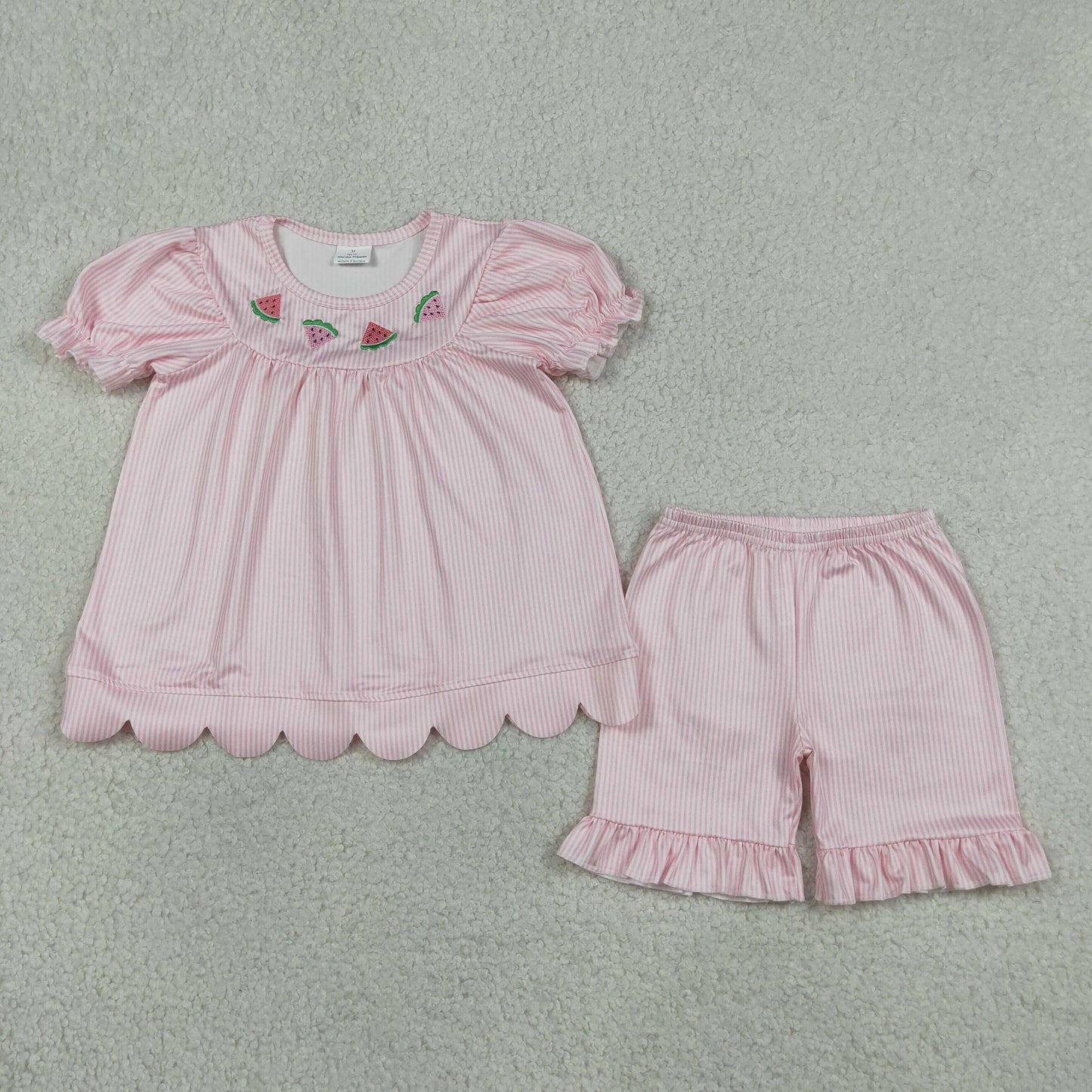 GSSO3239  scallop watermelon embroidery girl summer outfit 202605 RTS