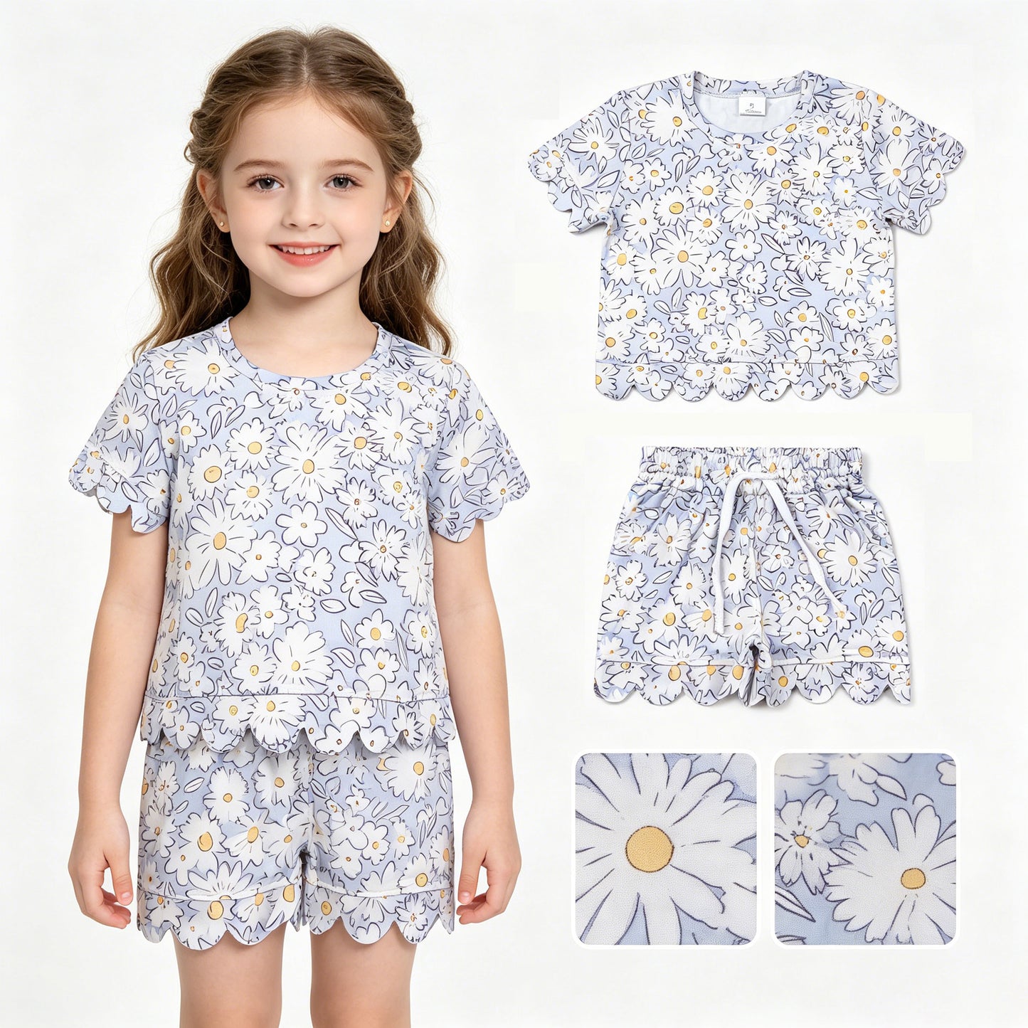 GSSO3275 scallop flower bow  GIRL summer outfit 202607 RTS
