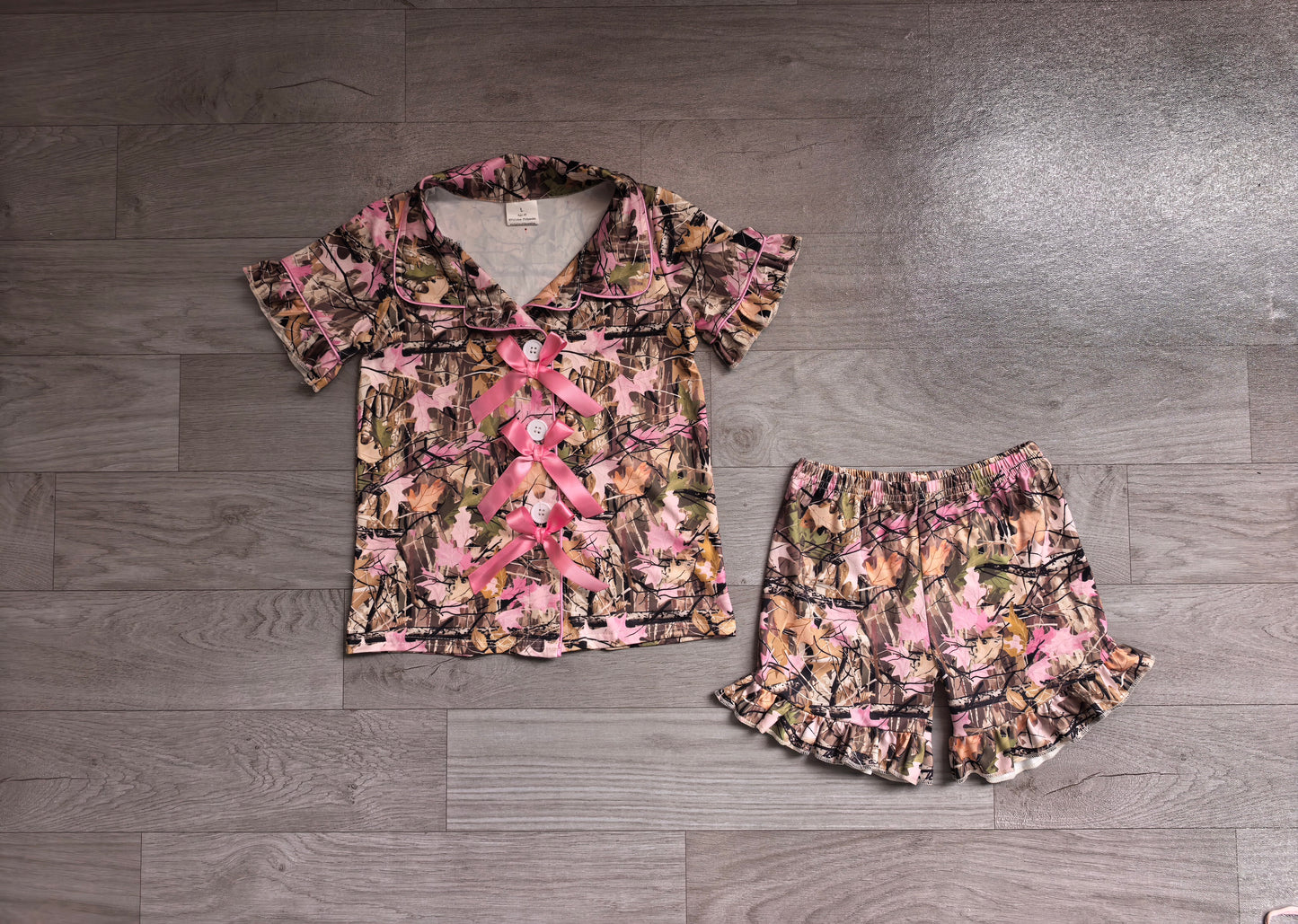 GSSO3364  pink bow camo girl summer Pajamas outfit 202607  preorder