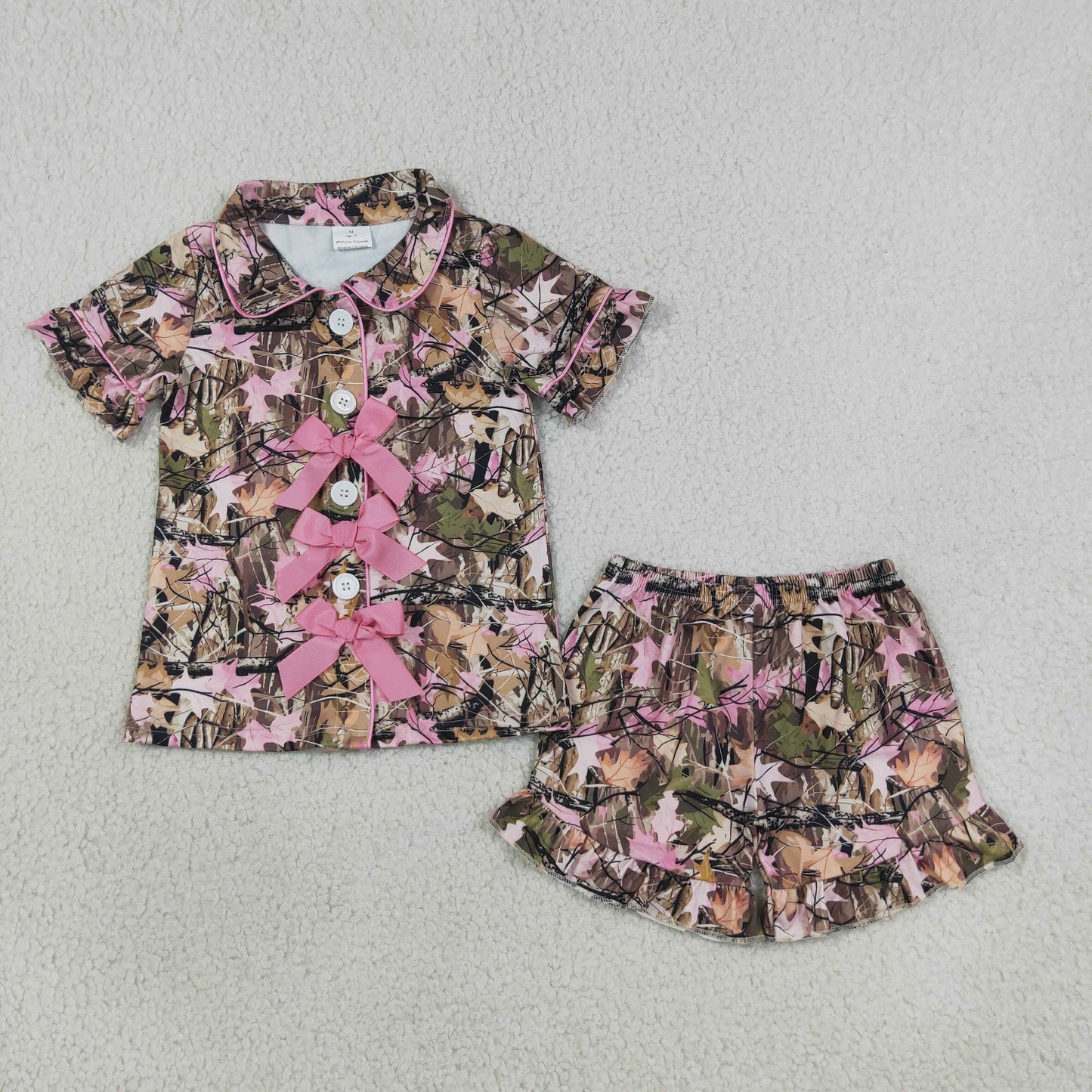 GSSO3364  pink bow camo girl summer Pajamas outfit 202608  RTS