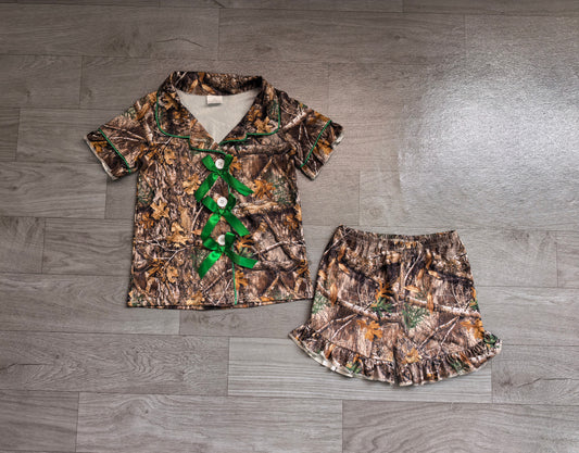 GSSO3365 green bow camo girl summer Pajamas outfit 202607  preorder