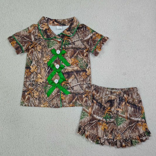 GSSO3365 green bow camo girl summer Pajamas outfit 202608  RTS