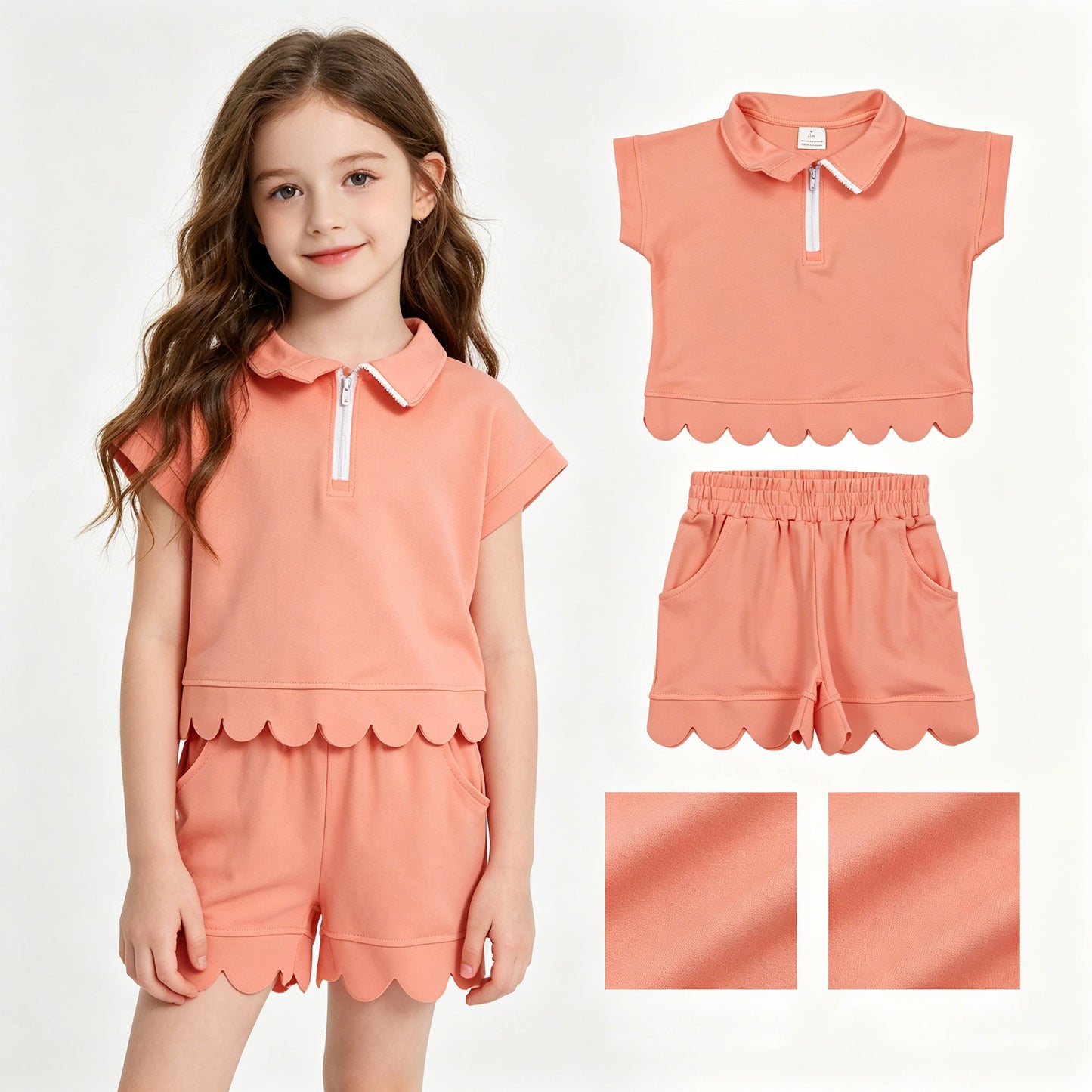 GSSO3374 solid color orange GIRL summer outfit 202605 RTS